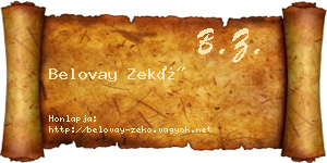 Belovay Zekő névjegykártya